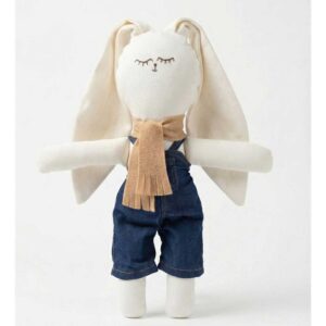 Coneka Liso Blanco con Mameluco Jean y Bufanda