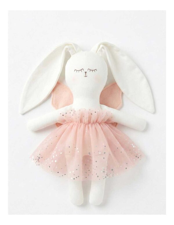 Coneka Liso Blanco con Vestido Tutu Brillos y Alas Hada