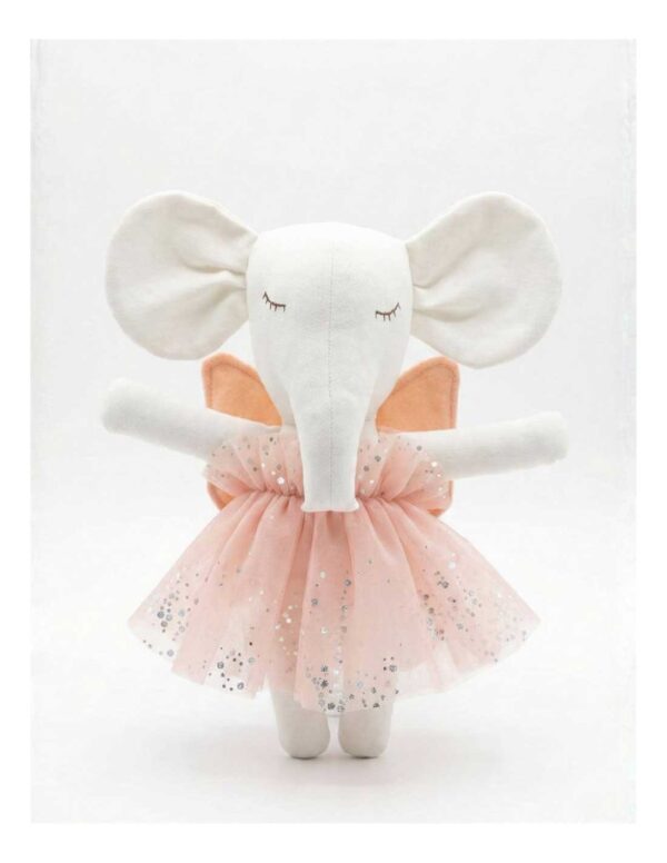 Elefanka Lisa Blanca con Vestido Tutu Brillos y Alas Hada
