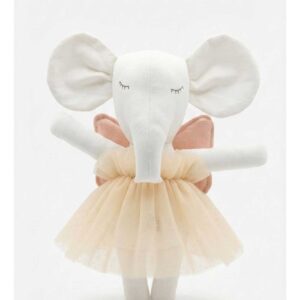 Elefanka Lisa Blanca con Vestido Tutu Sencillo y Alas Hada