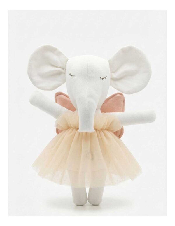 Elefanka Lisa Blanca con Vestido Tutu Sencillo y Alas Hada