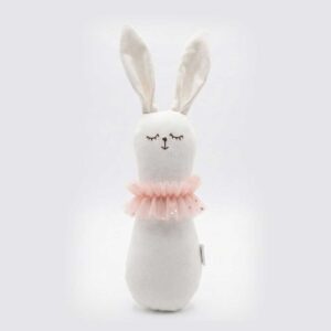 Sonajero Liso Coneko Blanco con Cuello Tutu Brillos