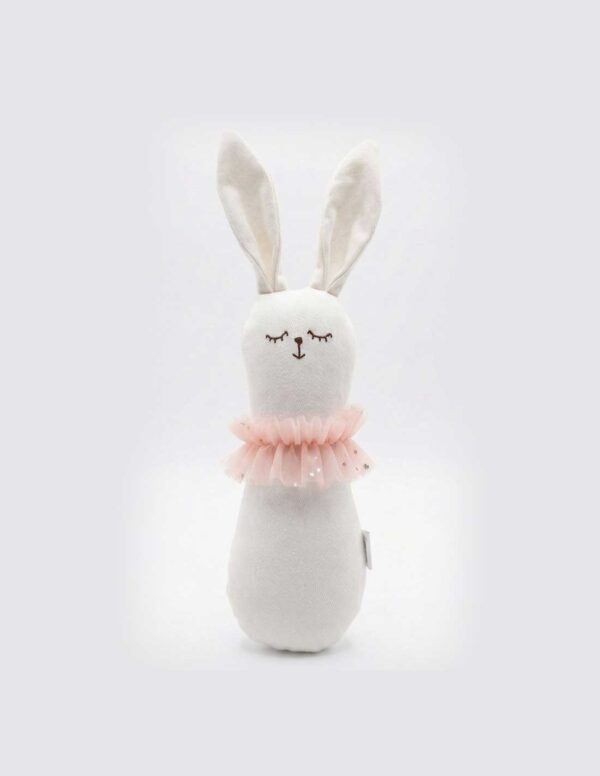 Sonajero Liso Coneko Blanco con Cuello Tutu Brillos
