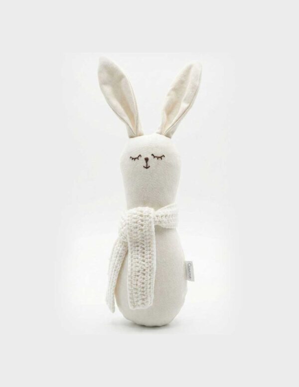 Sonajero Liso Coneko Blanco con Bufanda Tejida